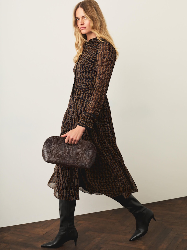 Mint Velvet Blue Graphic Print Midi Shirt Dress - Image 2 of 7 Mint Velvet Blue Graphic Print Midi Shirt Dress - Image 2 of 7