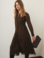 Mint Velvet Blue Graphic Print Midi Shirt Dress - Image 3 of 7