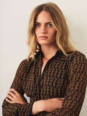 Mint Velvet Blue Graphic Print Midi Shirt Dress - Image 5 of 7