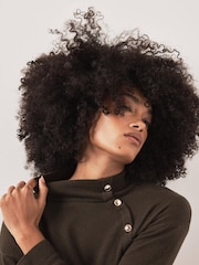 Mint Velvet Bomull Blandning Knapp Detalj Stickad Topp - Bild 3 av 7