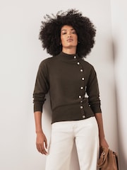 Mint Velvet Bomull Blandning Knapp Detalj Stickad Topp - Bild 5 av 7