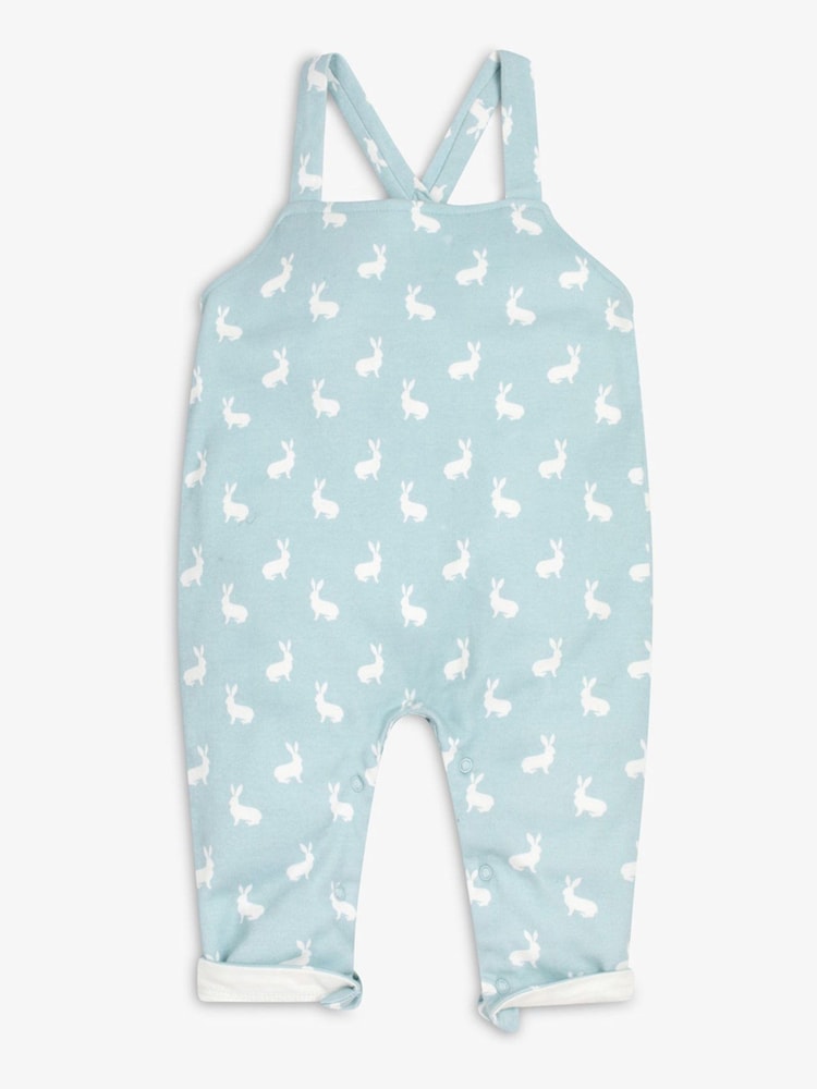 The Little Tailor Baby 100% Cotton Jersey Bunny Print Dungarees - Image 1 of 5