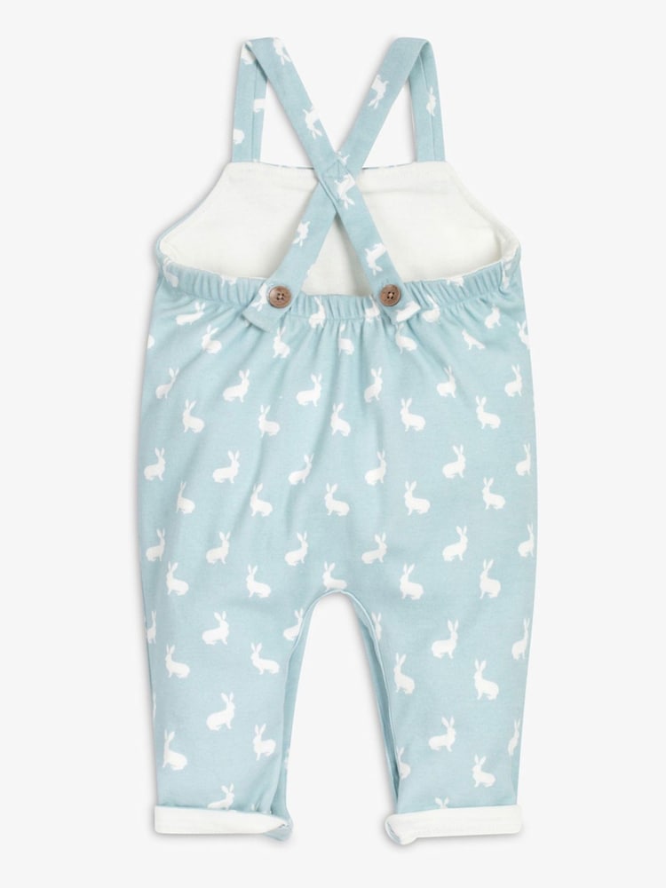 The Little Tailor Baby 100% Cotton Jersey Bunny Print Dungarees - Image 2 of 5