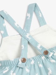 The Little Tailor Baby 100% Cotton Jersey Bunny Print Dungarees - Image 3 of 5