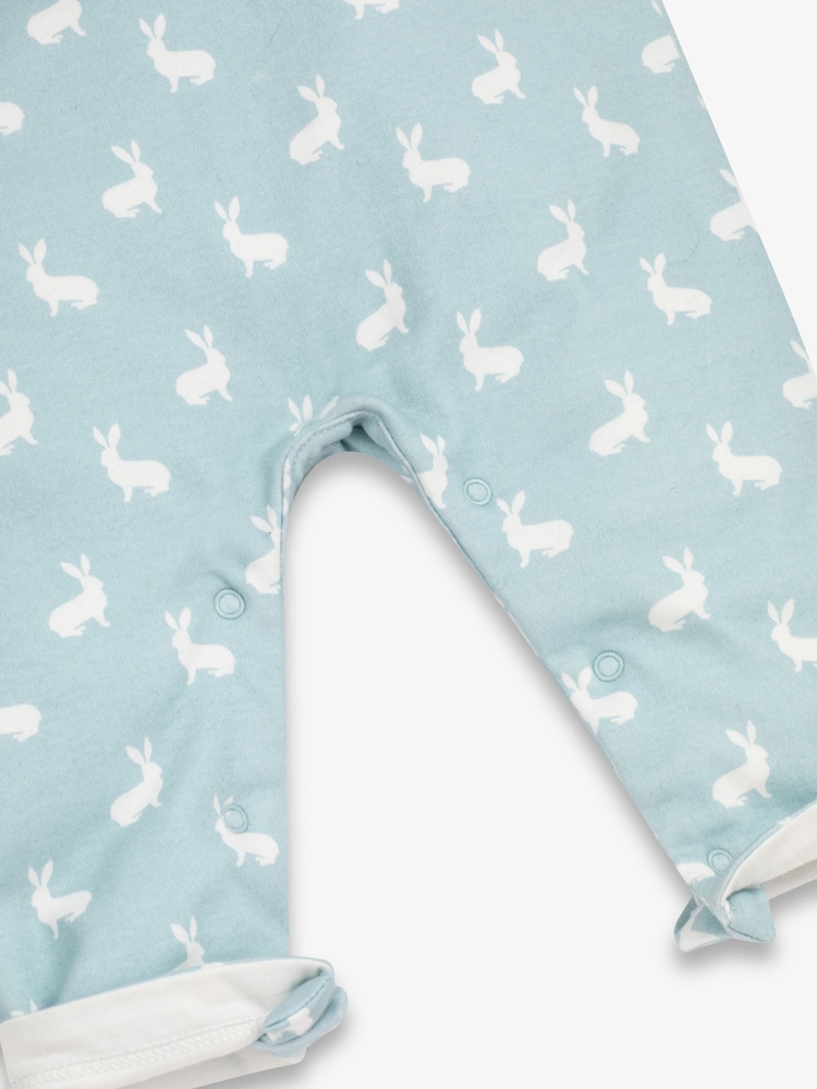 The Little Tailor Baby 100% Cotton Jersey Bunny Print Dungarees - Image 4 of 5