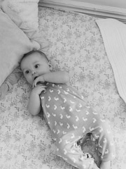 The Little Tailor Baby 100% Cotton Jersey Bunny Print Dungarees - Image 5 of 5