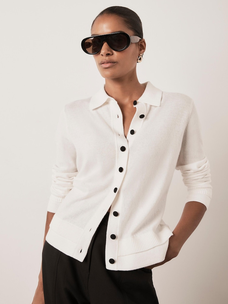 Mint Velvet Cream Layered Detail Knit Cardigan - Image 1 of 7 Mint Velvet Cream Layered Detail Knit Cardigan - Image 1 of 7