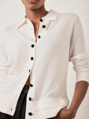 Mint Velvet Cream Layered Detail Knit Cardigan - Image 3 of 7
