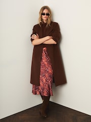 Mint Velvet Brown Animal Print Satin Slip Skirt - Image 4 of 8