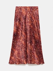 Mint Velvet Brown Animal Print Satin Slip Skirt - Image 7 of 8