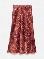 Mint Velvet Brown Animal Print Satin Slip Skirt - Image 8 of 8