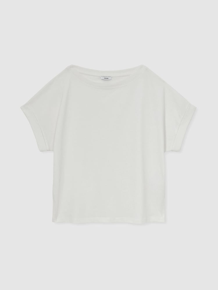 Reiss White Sia Cotton Off-Shoulder T-Shirt - Image 2 of 6 Reiss White Sia Cotton Off-Shoulder T-Shirt - Image 2 of 6