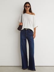 Reiss White Sia Cotton Off-Shoulder T-Shirt - Image 3 of 6