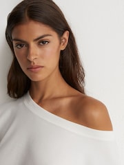 Reiss White Sia Cotton Off-Shoulder T-Shirt - Image 4 of 6