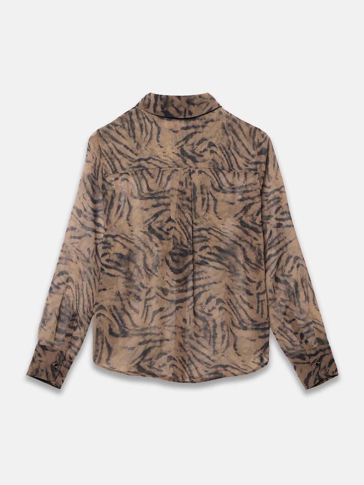Mint Velvet Brown Animal Print Ruffle Detail Blouse - Image 7 of 7 Mint Velvet Brown Animal Print Ruffle Detail Blouse - Image 7 of 7