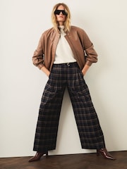 Mint Velvet Blue Checked Wide Leg Trousers - Image 2 of 8