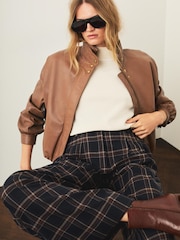 Mint Velvet Blue Checked Wide Leg Trousers - Image 4 of 8