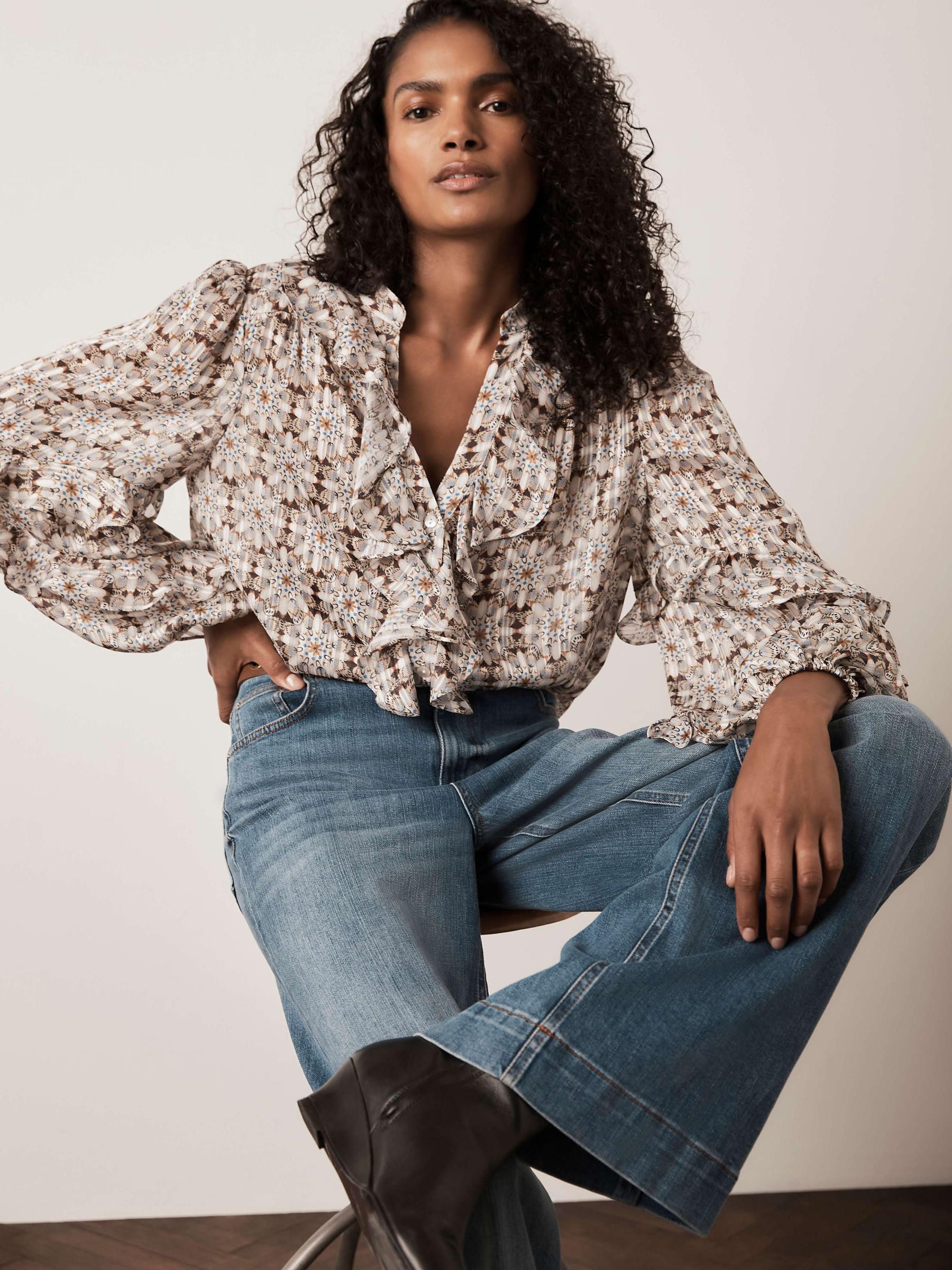 Buy Mint Velvet Natural Print Ruffle Blouse from Next Australia