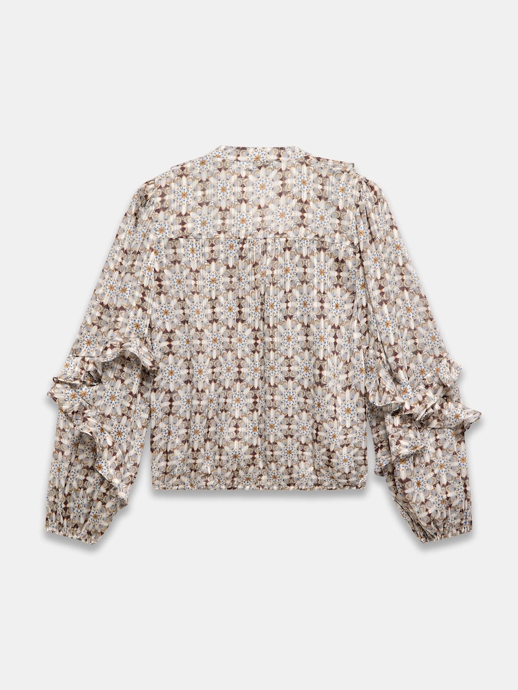 Mint Velvet Natural Print Ruffle Blouse - Image 8 of 8