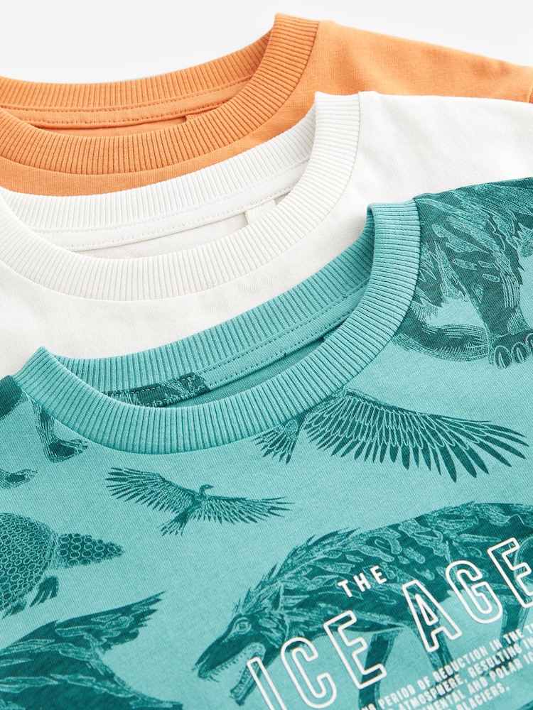 Orange/Teal Blue The Ice age Graphic Regular Fit Short Sleeve T-Shirts 3 Pack (3-16yrs) - Image 6 of 6