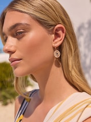 Rockett St George Gold Tone Heart Disk Drop Earrings - Image 1 of 6