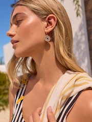 Rockett St George Gold Tone Heart Disk Drop Earrings - Image 2 of 6