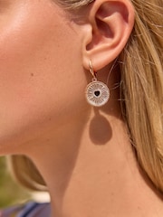 Rockett St George Gold Tone Heart Disk Drop Earrings - Image 4 of 6