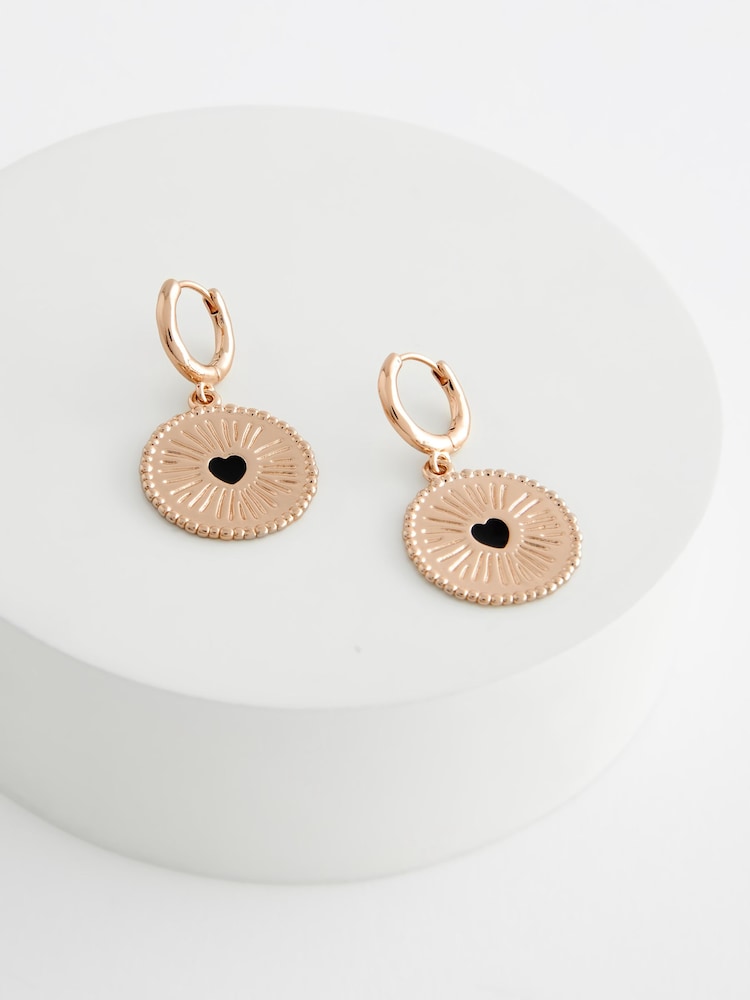 Rockett St George Gold Tone Heart Disk Drop Earrings - Image 6 of 6