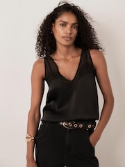 Mint Velvet Black Satin Lace Camisole - Image 2 of 6
