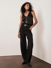 Mint Velvet Black Satin Lace Camisole - Image 4 of 6
