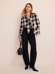 Mint Velvet Grey Check Pussybow Blouse - Image 5 of 7