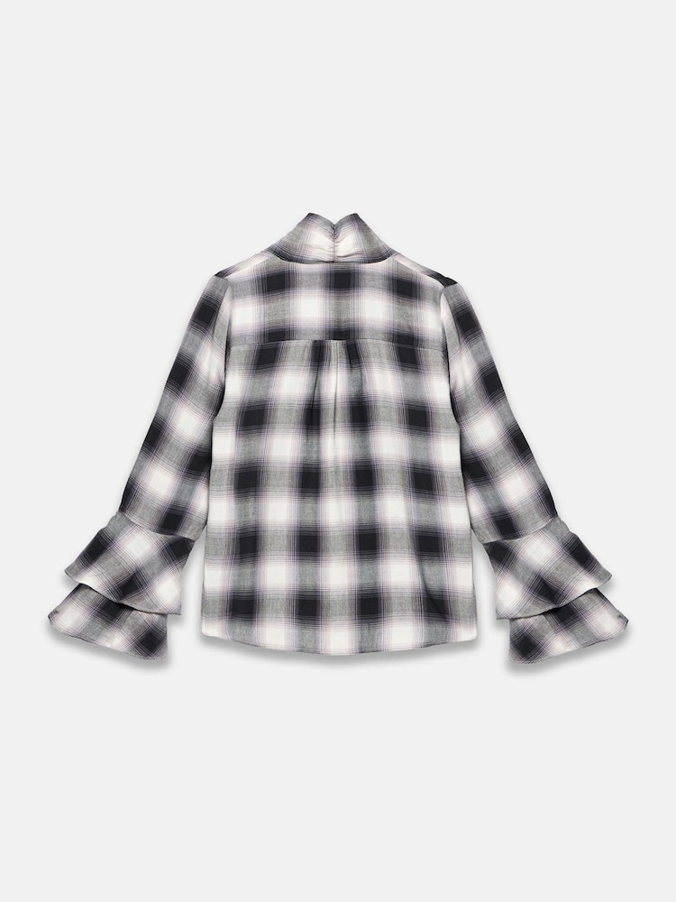 Mint Velvet Grey Check Pussybow Blouse - Image 7 of 7 Mint Velvet Grey Check Pussybow Blouse - Image 7 of 7