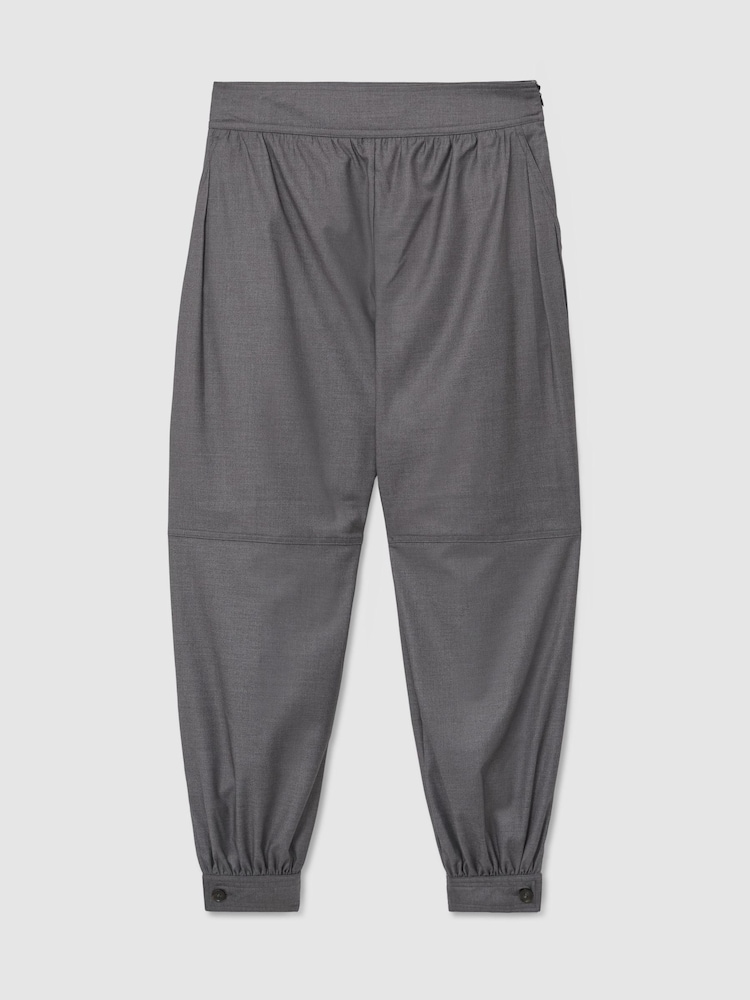 Reiss Grey Neave Petite Cuffed Balloon-Leg Trousers - Image 2 of 8 Reiss Grey Neave Petite Cuffed Balloon-Leg Trousers - Image 2 of 8