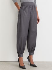 Reiss Grey Neave Petite Cuffed Balloon-Leg Trousers - Image 3 of 8