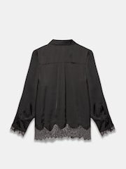 Mint Velvet Black Satin Lace Trim Shirt - Image 7 of 7