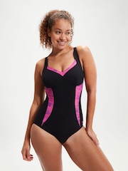 Speedo Black Womens Printed Shaping Luna Elustre 1 Piece Swimsuit - Image 1 of 7