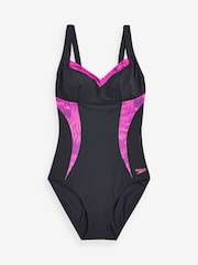 Speedo Black Womens Printed Shaping Luna Elustre 1 Piece Swimsuit - Image 6 of 7