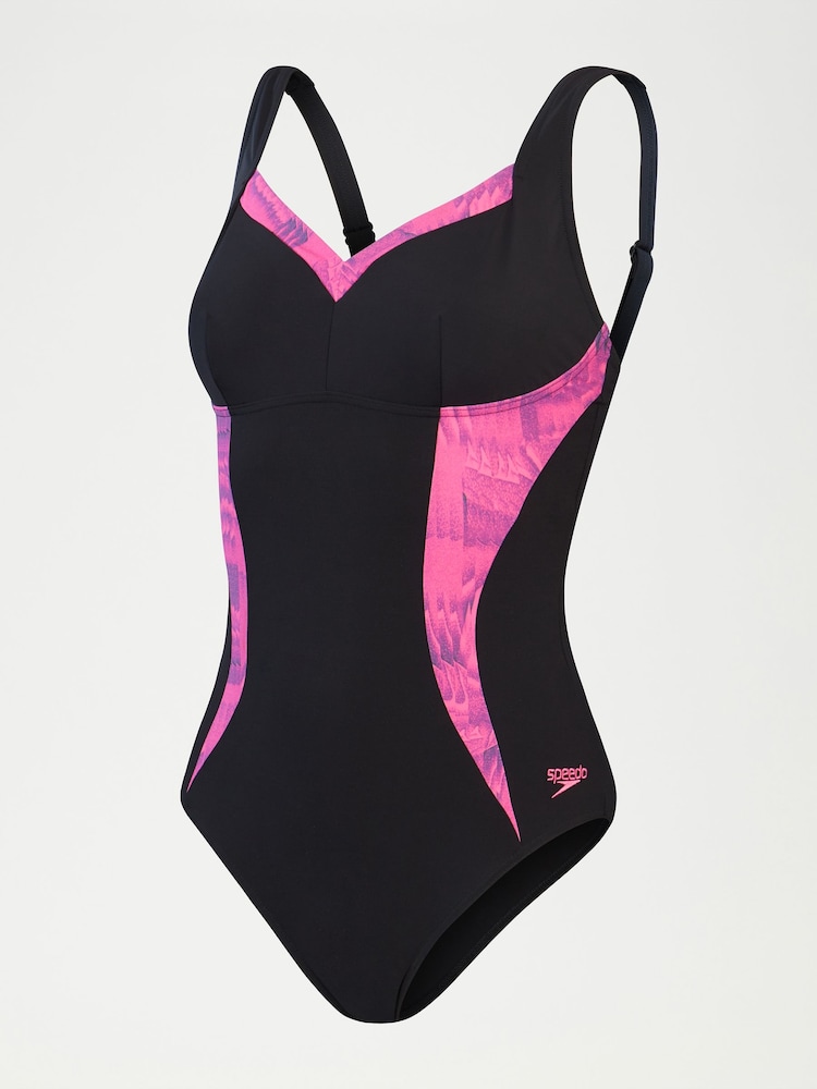 Speedo Black Womens Printed Shaping Luna Elustre 1 Piece Swimsuit - Image 7 of 7