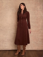 Mint Velvet Corduroy Stand Collar Midi Dress - Изображение 1 7