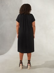Live Unlimited Curve Jacquard Shirred Shoulder Black  Dress - Image 2 of 4