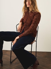 Oranžová - Mint Velvet vojenská halenka s krajkou - Obrázek 3 z 8