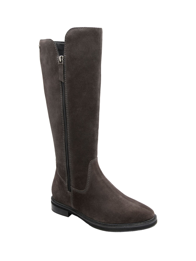 Ravel Grey Knee High Flat Boots - Image 1 of 4 Ravel Grey Knee High Flat Boots - Image 1 of 4