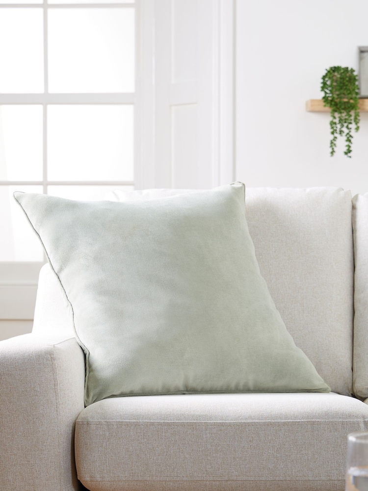Sage Green 59 x 59cm Soft Velour Cushion - Image 1 of 9