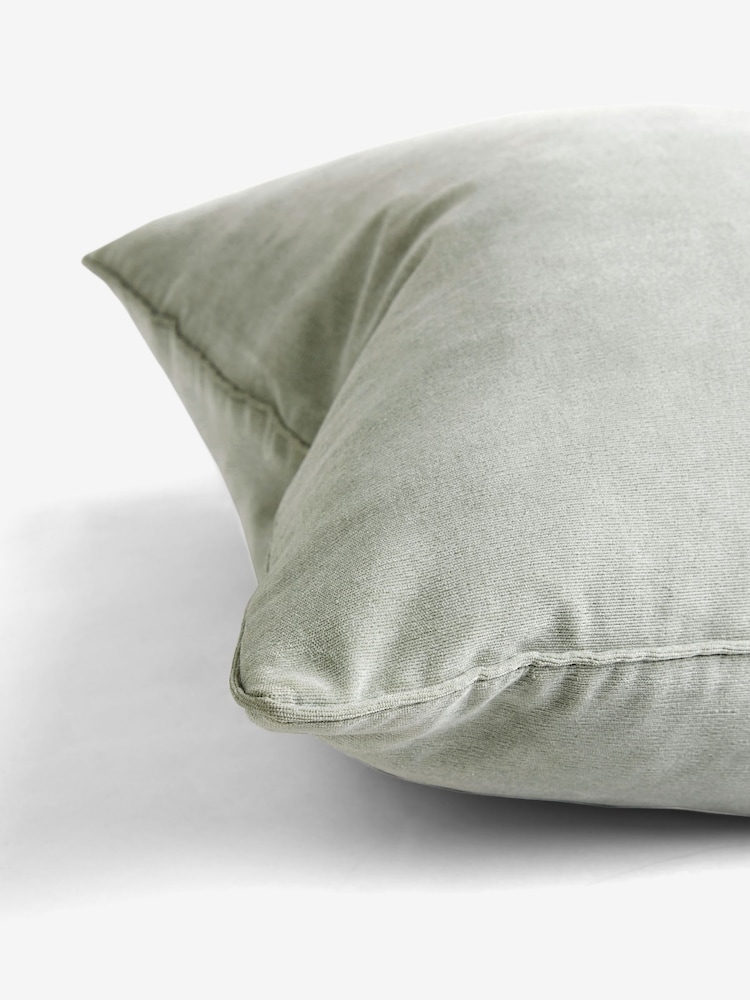 Sage Green 59 x 59cm Soft Velour Cushion - Image 9 of 9
