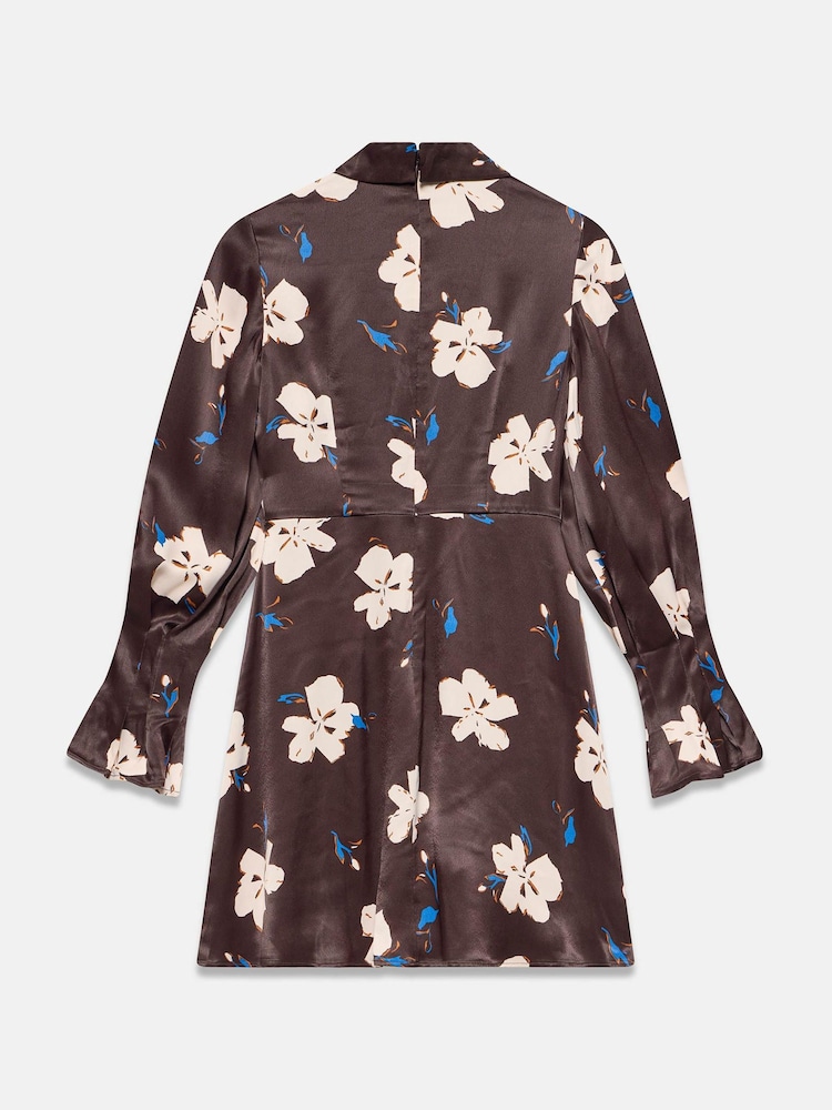 Mint Velvet Brown Floral Print Satin Mini Dress - Image 8 of 8 Mint Velvet Brown Floral Print Satin Mini Dress - Image 8 of 8