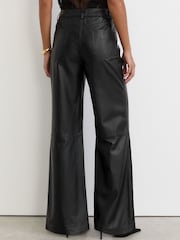 Reiss Black Jas Leather High-Rise Wide-Leg Trousers - Image 5 of 6