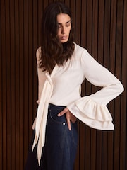 Mint Velvet Cream Satin Pussybow Blouse - Image 2 of 8