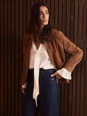 Mint Velvet Cream Satin Pussybow Blouse - Image 3 of 8