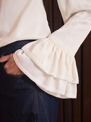 Mint Velvet Cream Satin Pussybow Blouse - Image 4 of 8