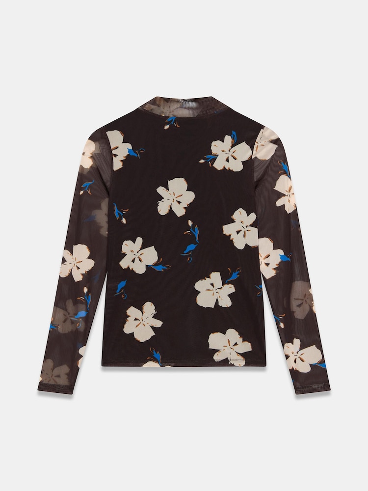Mint Velvet Brown Floral Mesh High Neck Top - Image 6 of 6 Mint Velvet Brown Floral Mesh High Neck Top - Image 6 of 6